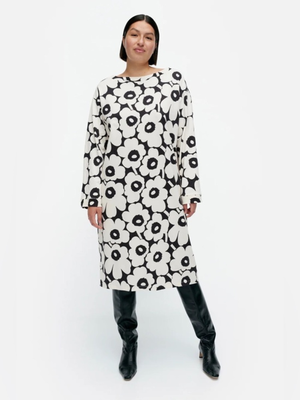 Marimekko Piata Unikko Floral Long Sleeve Dress M